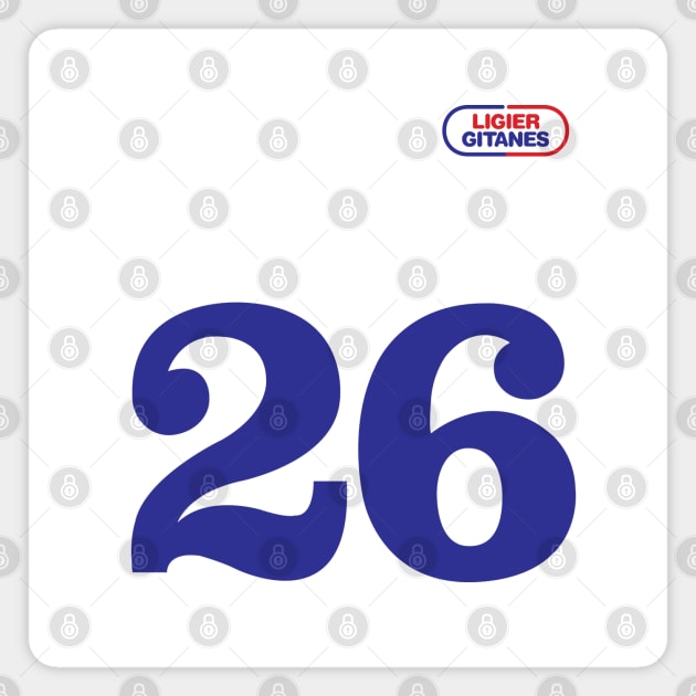 Ligier Gitanes Jacques Laffite sacred 26 number ! - colour print Magnet by retropetrol